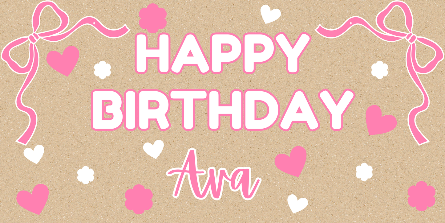 Pink Bow Birthday Banner