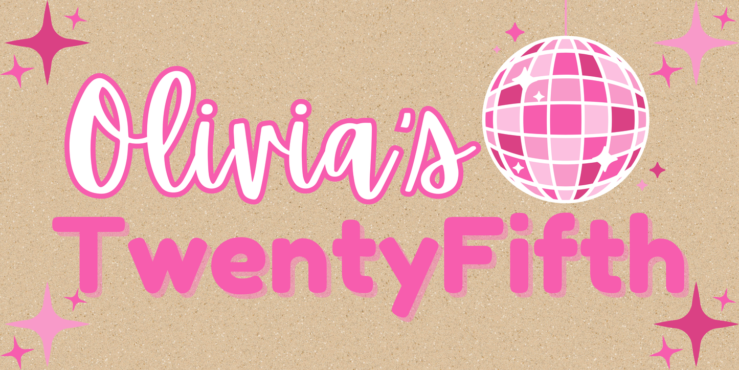 Pink Disco Birthday Banner